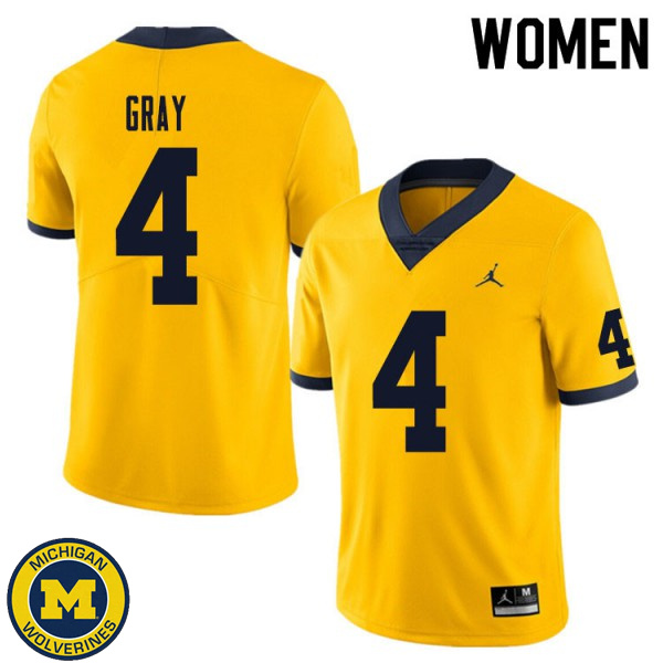 Womens Michigan Wolverines #4 Vincent Gray Yellow Player Jersey